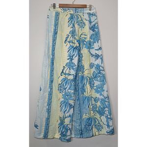 Emporio sirenuse womens size 40 medium hi rise wide leg pants yellow blue